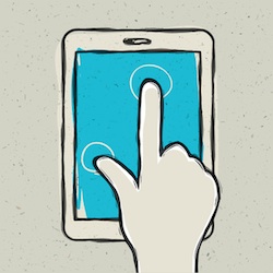 Abstract hand touching digital tablet. Vector illustration, EPS1