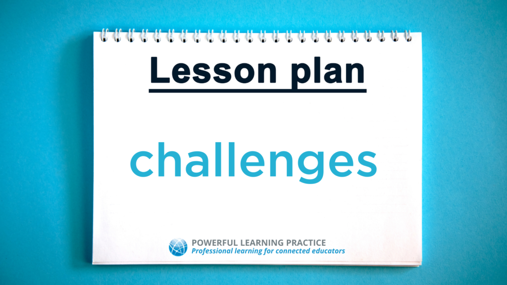 notebook with the words Lesson plan challenges